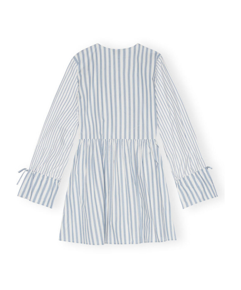 Ganni Stripe-print Cotton Mini Wrap Dress In White
