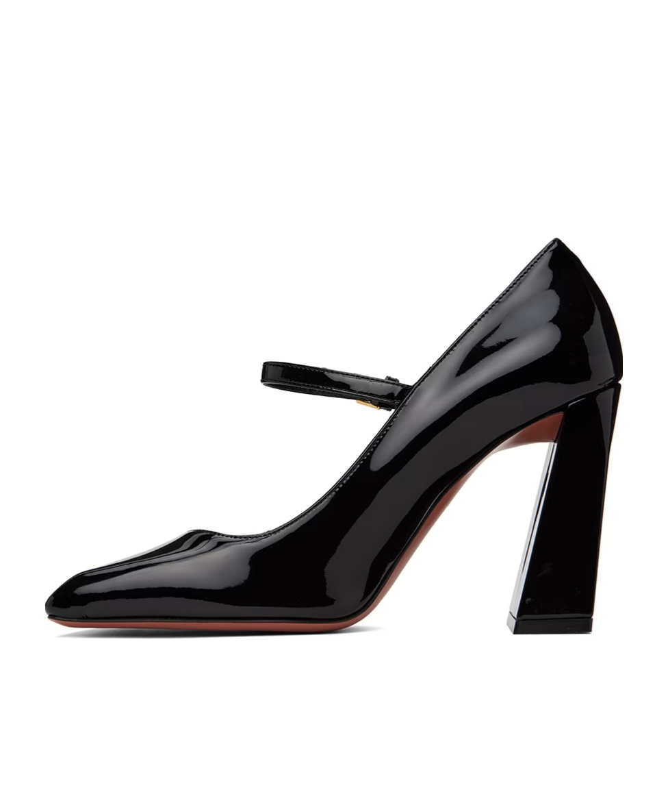 Amina Muaddi Charlotte 95 Patent Leather Mary Jane Pumps In Black