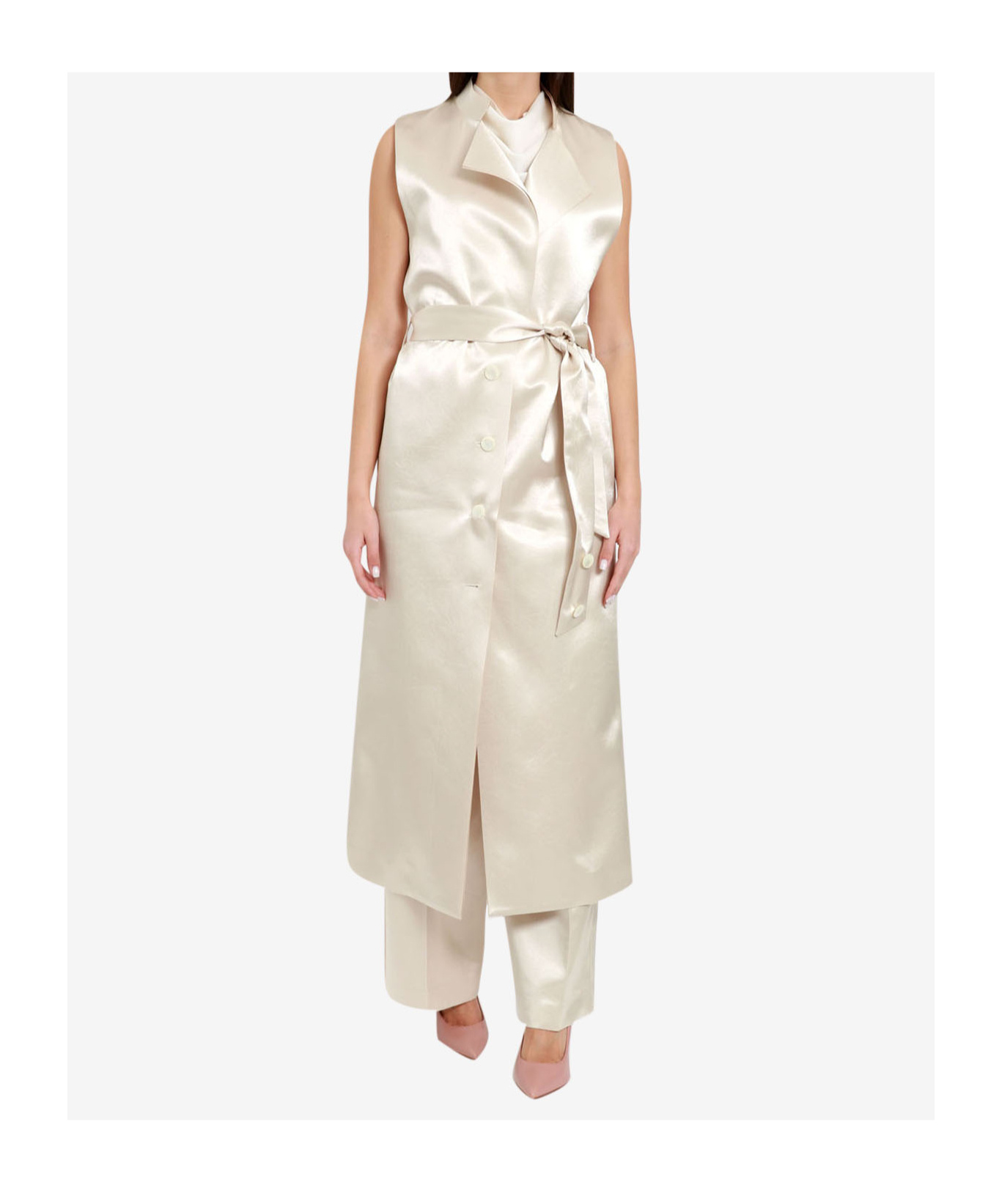 Philosophy Di Lorenzo Serafini Sleeveless Long Casual Jacket In Metallic