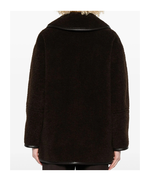 Low Classic Reversible Button-detailed Teddy Jacket In Brown