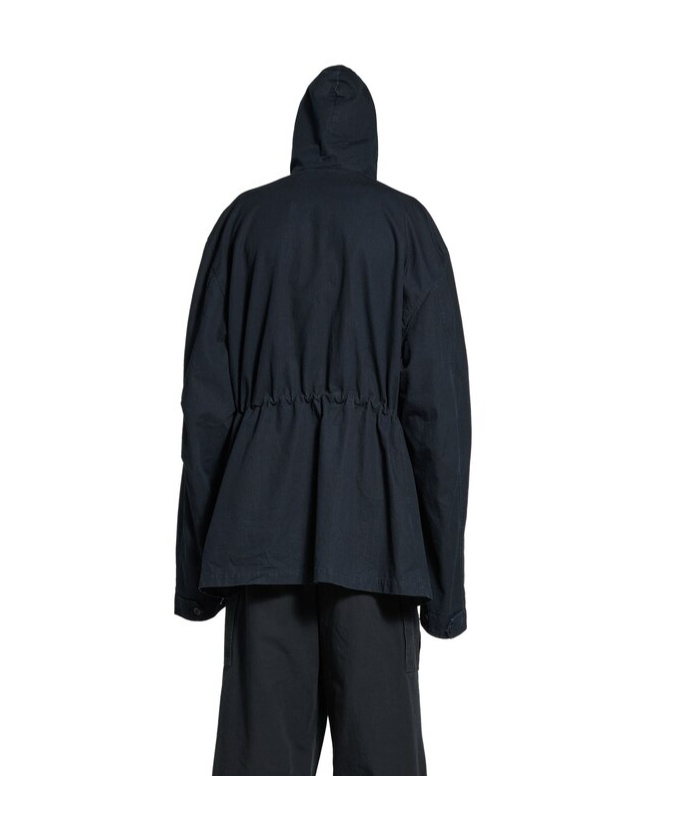 Balenciaga Uniform Hooded Parka In Black