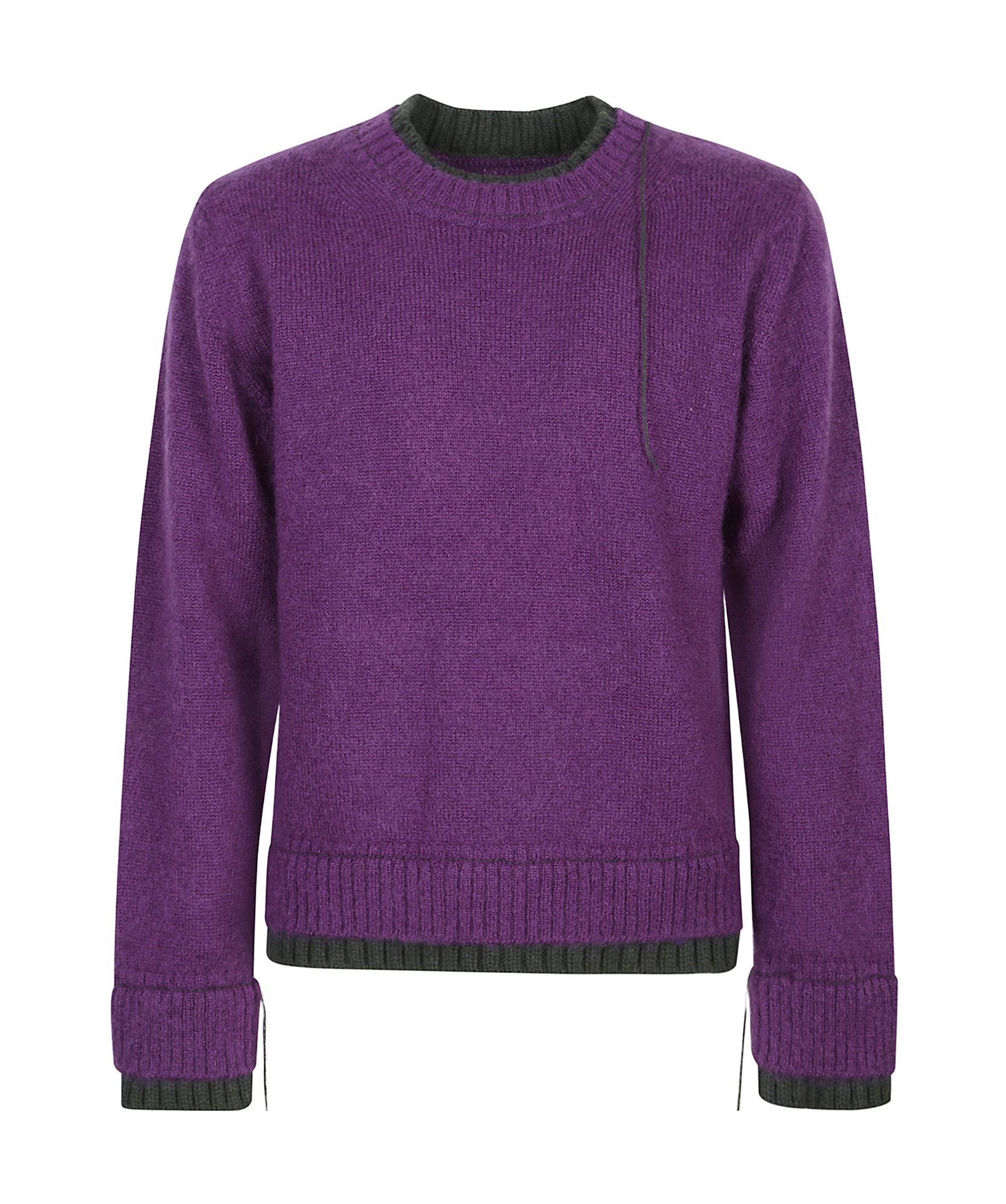 Sacai Men's Mohair Knit Layered Crewneck Sweater In Purple