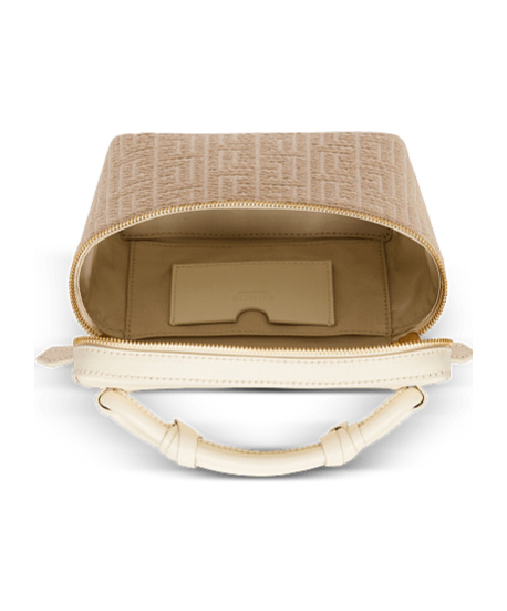 Balmain B-army Vanity Case In Monogrammed Canvas And Leather