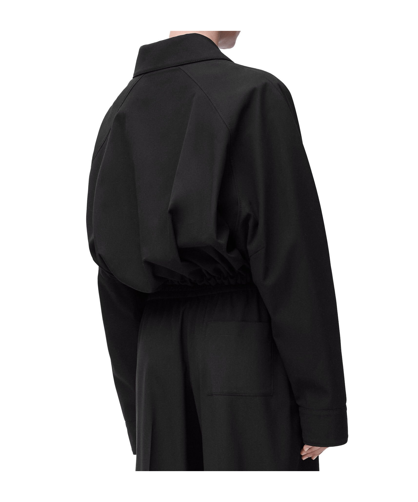 Loewe Womens Balloon Drawstring-hem Wool-blend Jacket Black In Black
