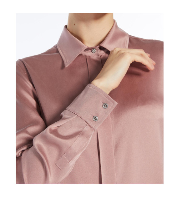 Max Mara Studio Pink Stretch Satin Baden Shirt In Nude