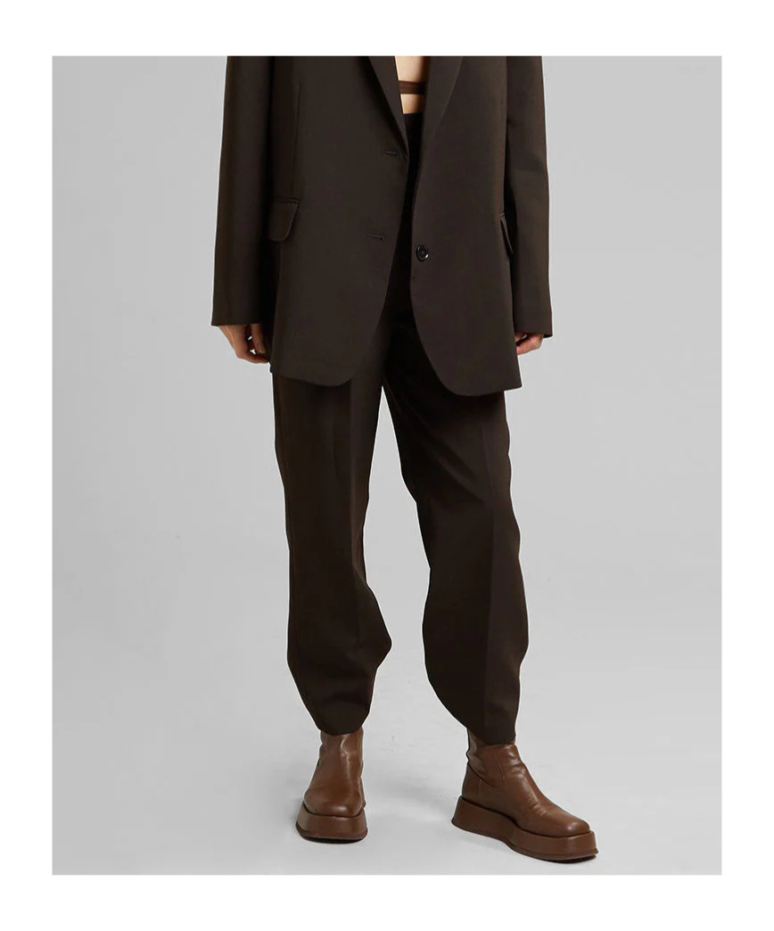 THE FRANKIE SHOP BEA SUIT PANTS - DARK ESPRESSO