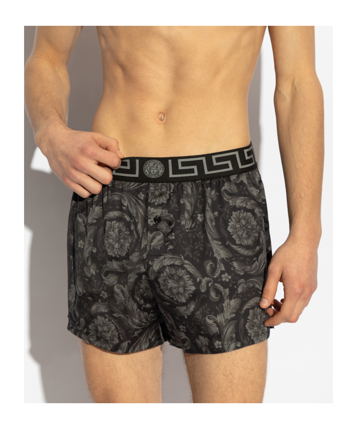 Versace Barocco Pajama Shorts In Black