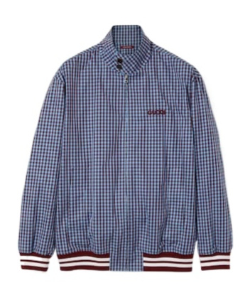 Gucci Embroidered Checked Cotton Jacket In Gray-blue