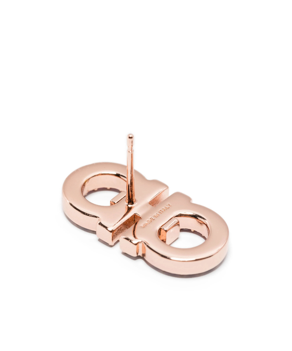 Ferragamo Golden Gancini Crystal Stud Earrings In Pink