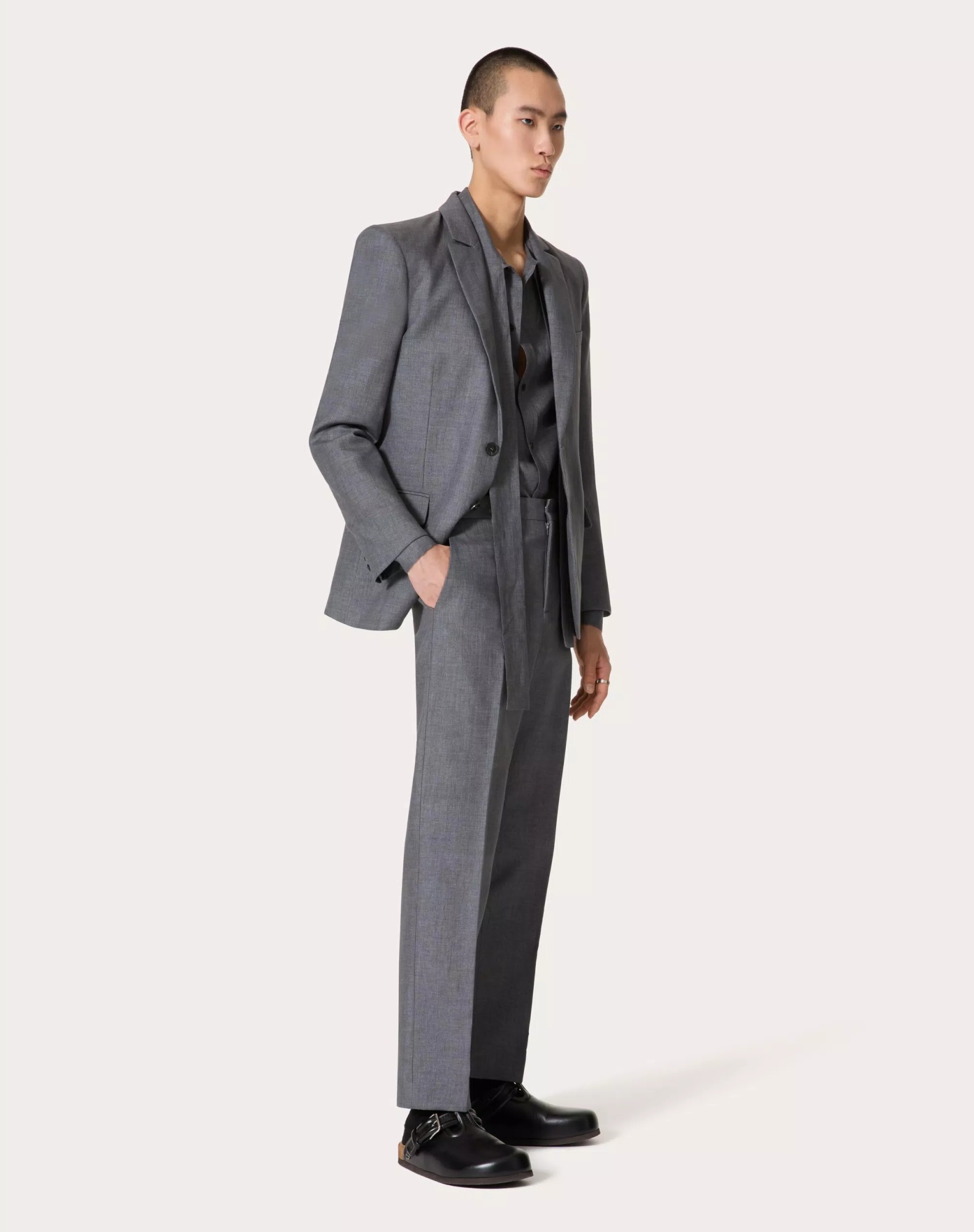 Valentino Belt-loop Casual Pants In Gray