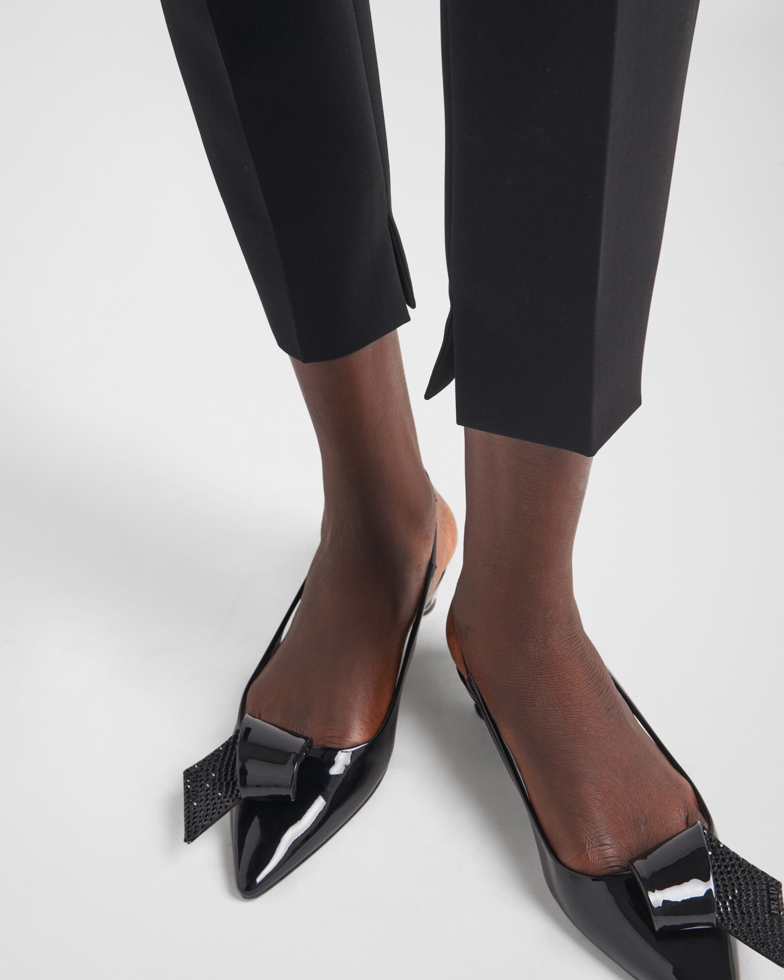 Prada Wool Belt Loop Casual Trousers In Black