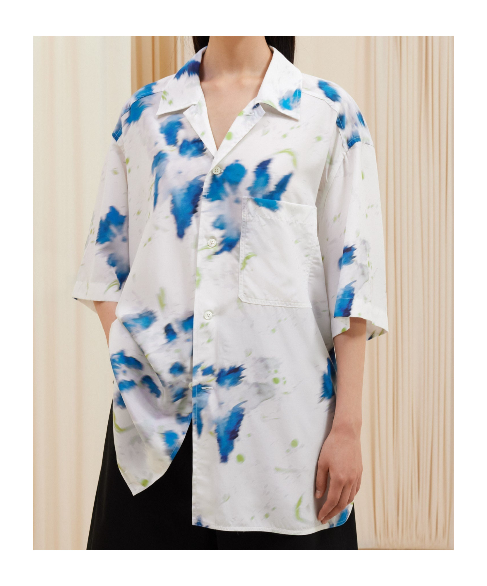 Lemaire Flower Pattern Short-sleeved Shirt In White