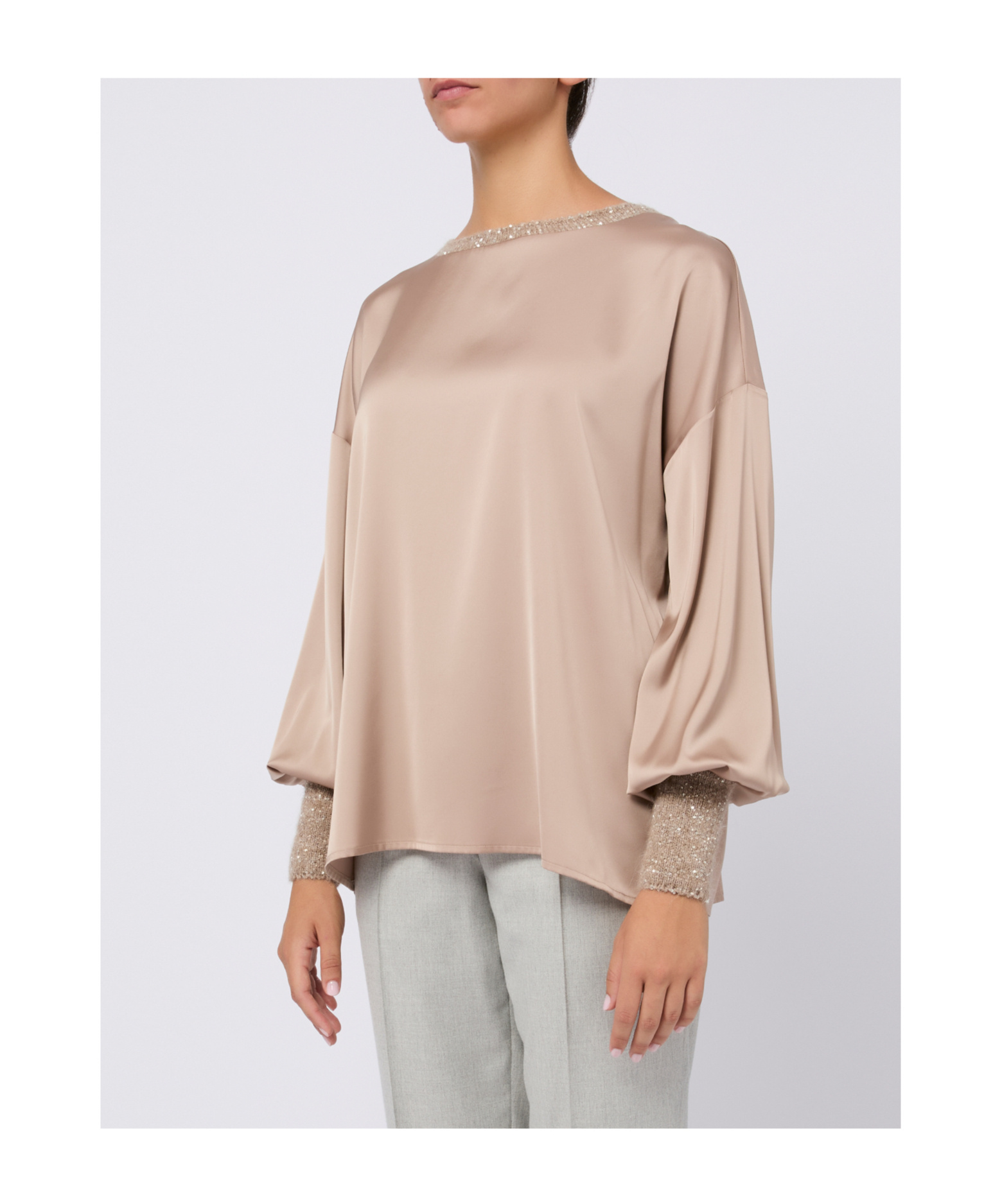 D Exterior Long-sleeved Blouse In Neutral