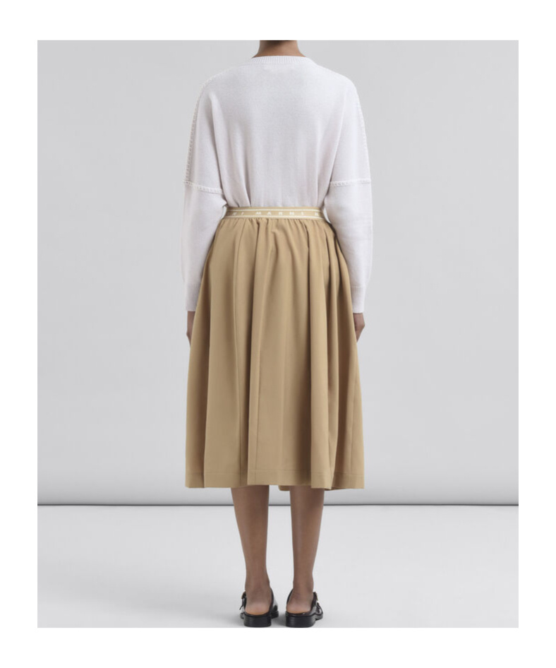 Marni Midi Pleated Skirt Knee Length In Nude