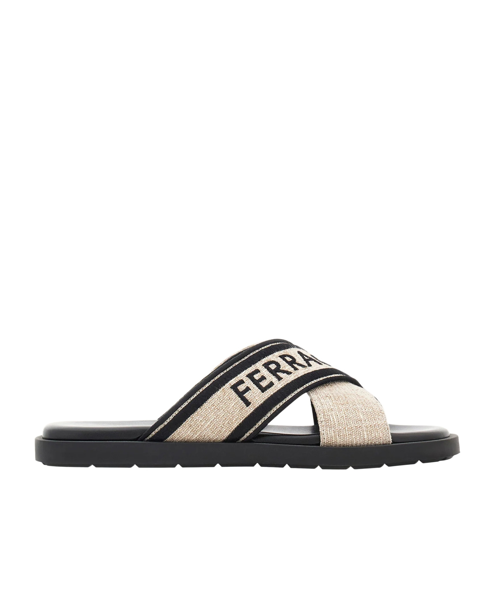 Ferragamo Cross-strap Slippers In Black