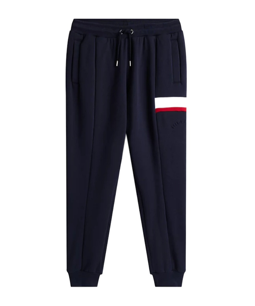 Tommy Hilfiger Colour-blocked Fleece Cuffed Joggers In Blue