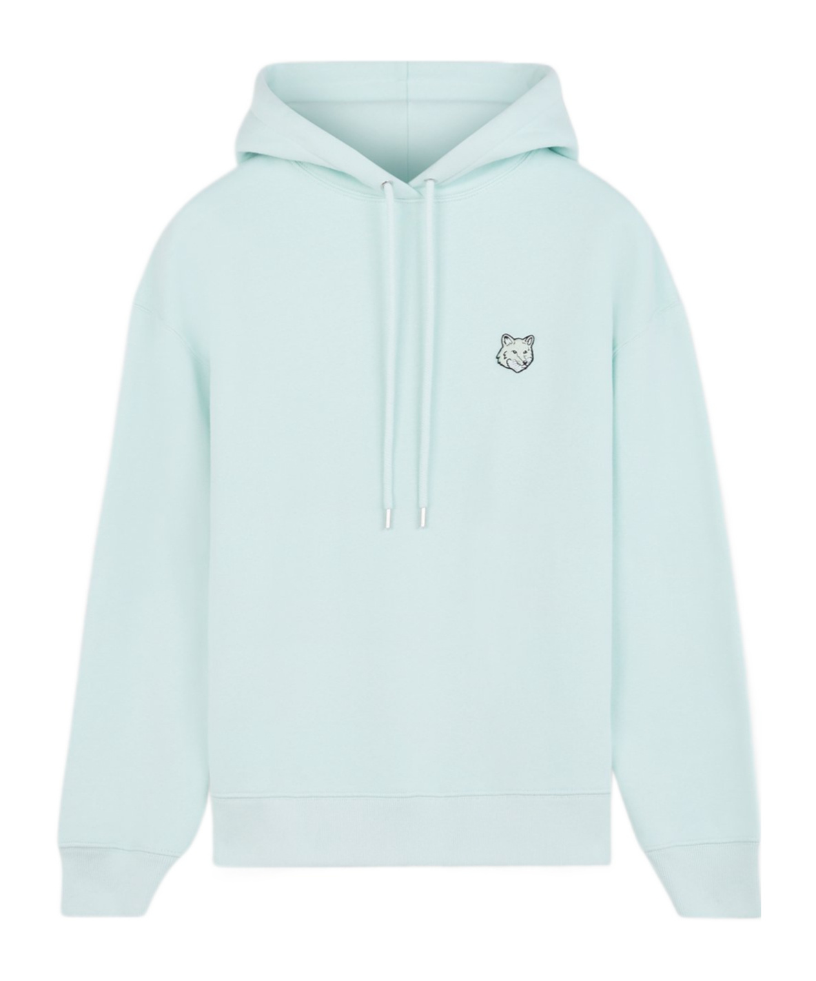 Maison Kitsuné Pastel Mint Cropped Hoodie With Embroidered Fox Logo In Blue