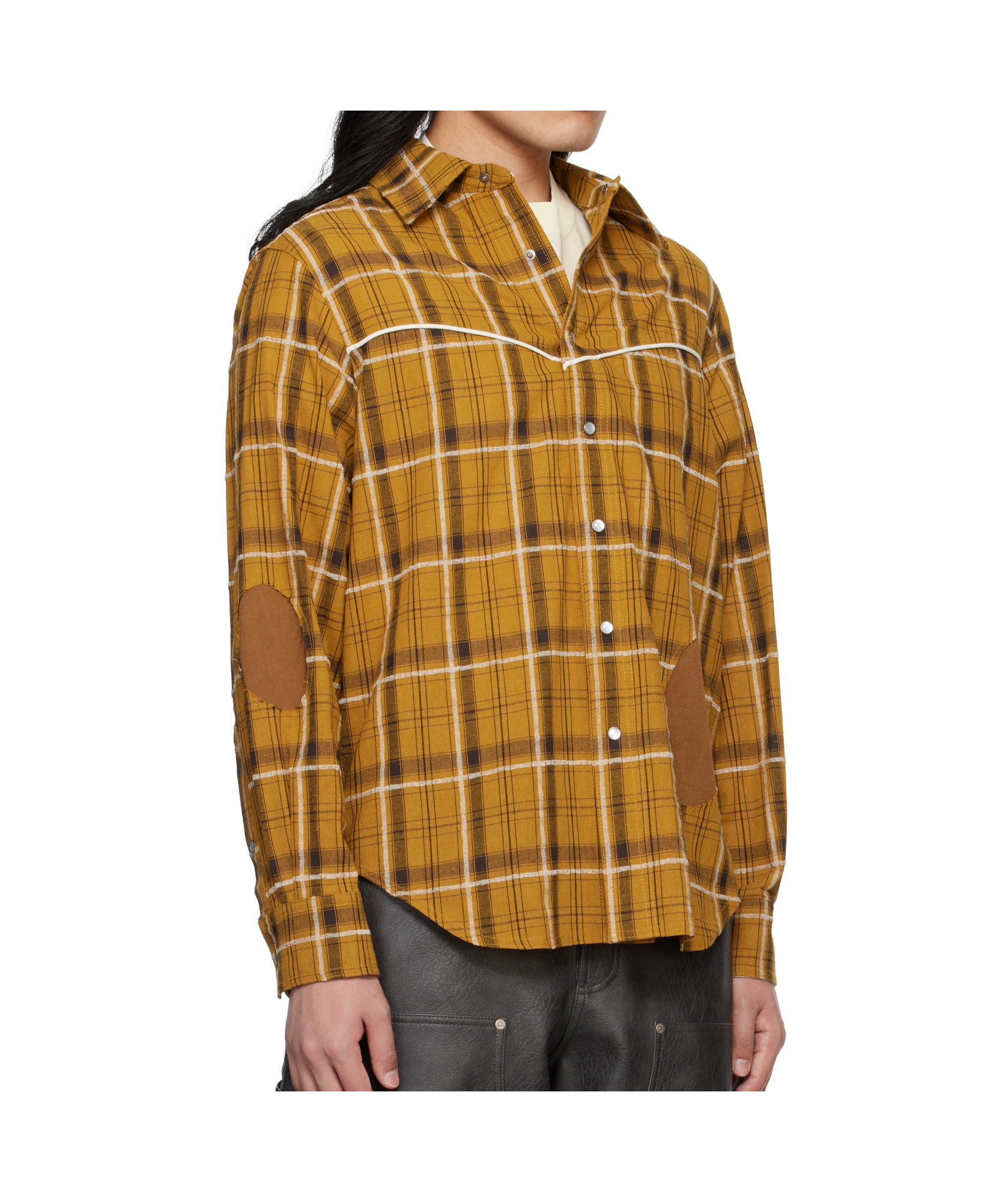 Andersson Bell Noah Patch Check Shirt In Yellow