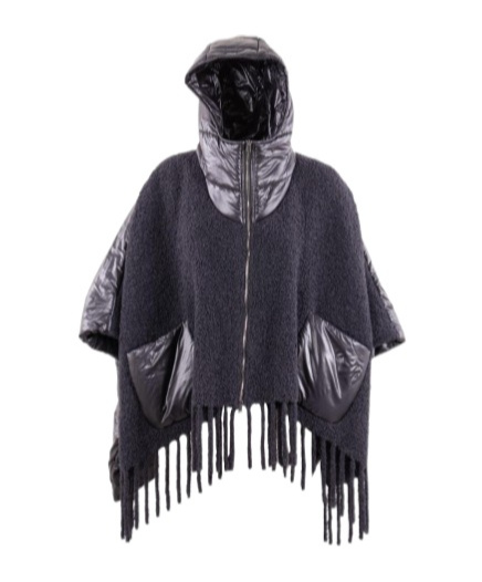 Herno Zip-up Hooded Cape In Blue