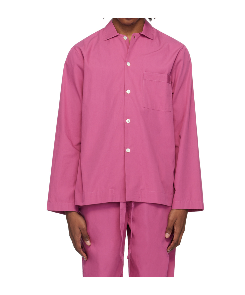 Tekla Purple Long Sleeve Pyjama Shirt In Pink