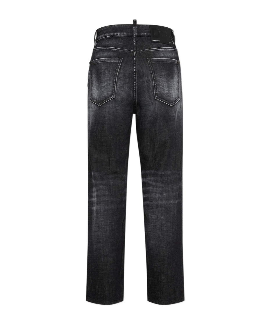 Dsquared2 Straight-leg Jeans With Faded Effect And 5 Pockets In Black