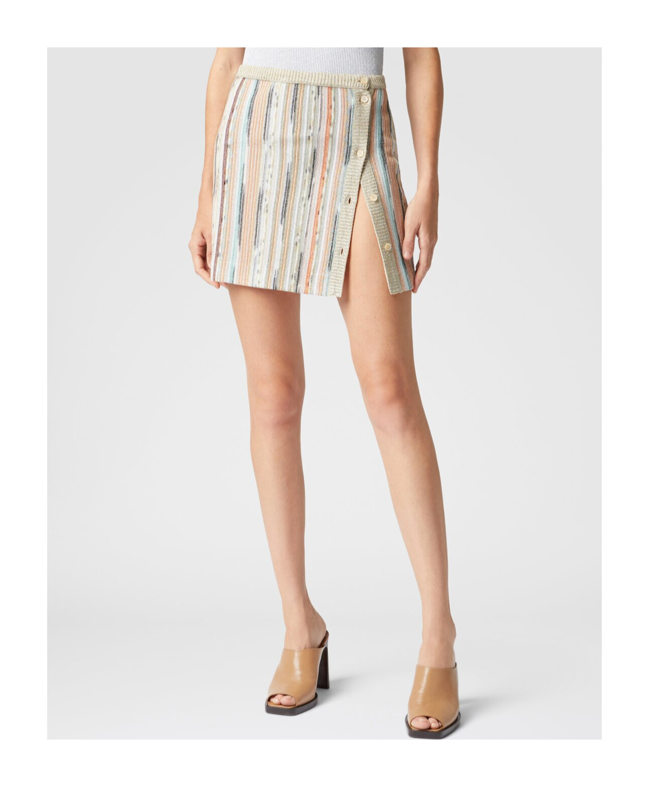 Shop Missoni Striped Mini Skirt In White
