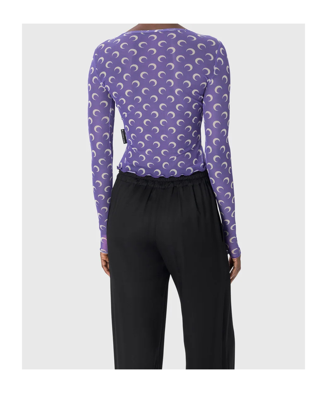 Marine Serre Recycled Moon Mesh Second Skin Cropped Top In Moon Printed Mesh Lavender