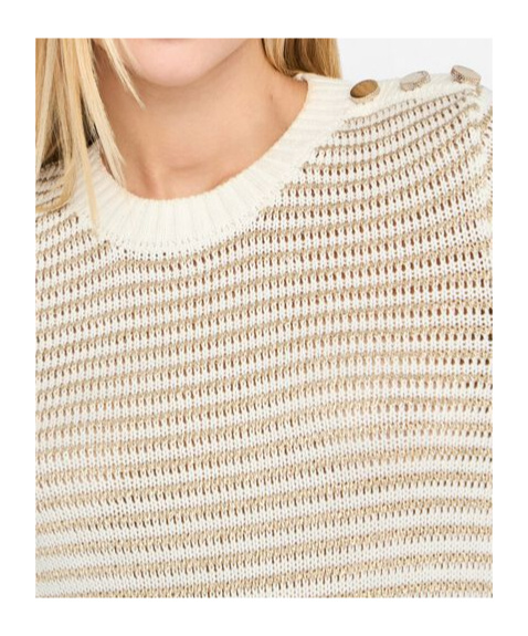 Liu •jo Striped Crew Neck Sweater In Neutral