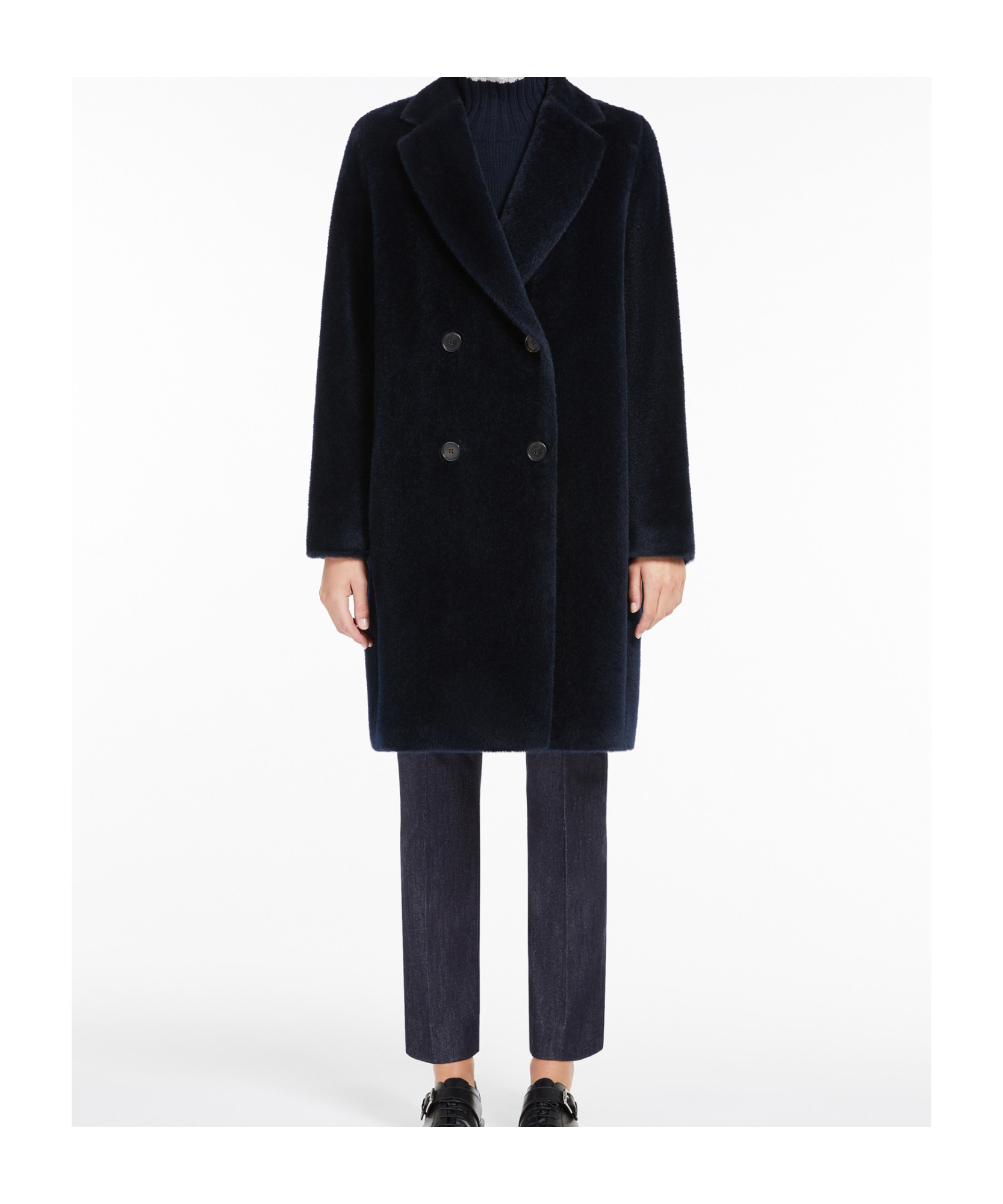 Shop Max Mara 's Double-breasted Long-sleeved Coat In Black