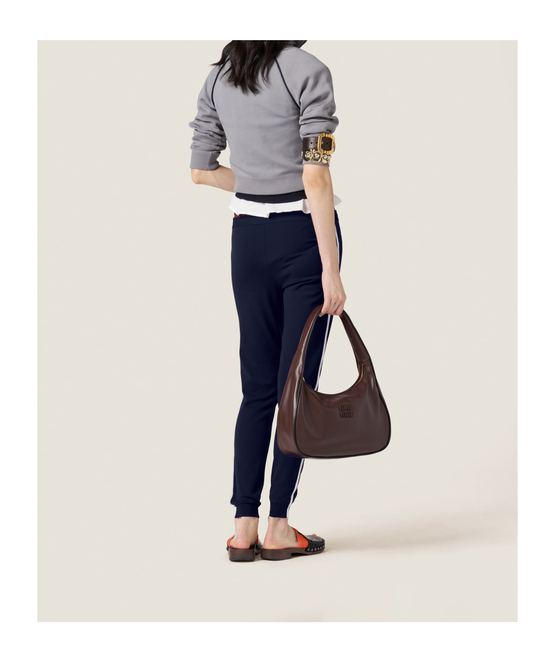 Miu Miu Technical Yarn Zipper Cardigan In Gray