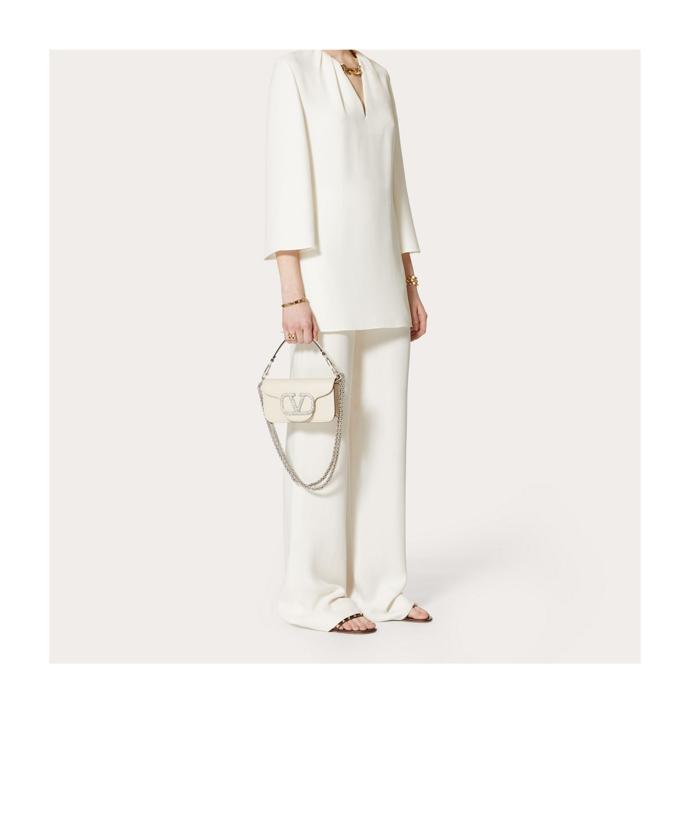 Valentino Super Mini Loc1 Shoulder Bag In White