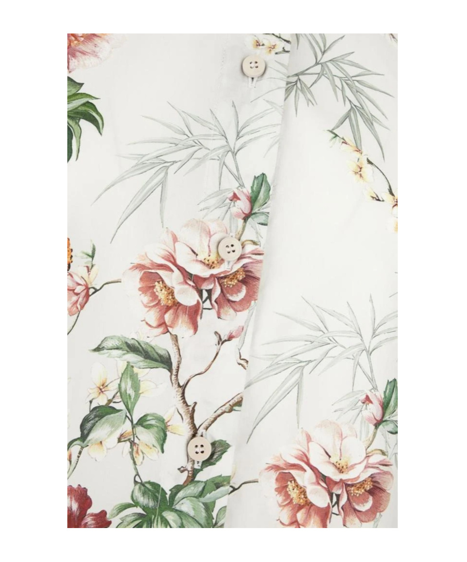 Attico Pointed Collar Long Sleeves Floral Print Shirt In White
