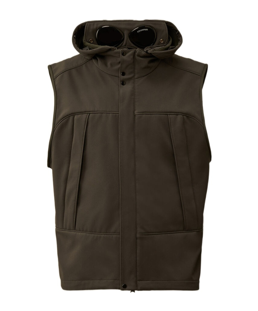C.p. Company Hooded Sleeveless Waistcoat In Green