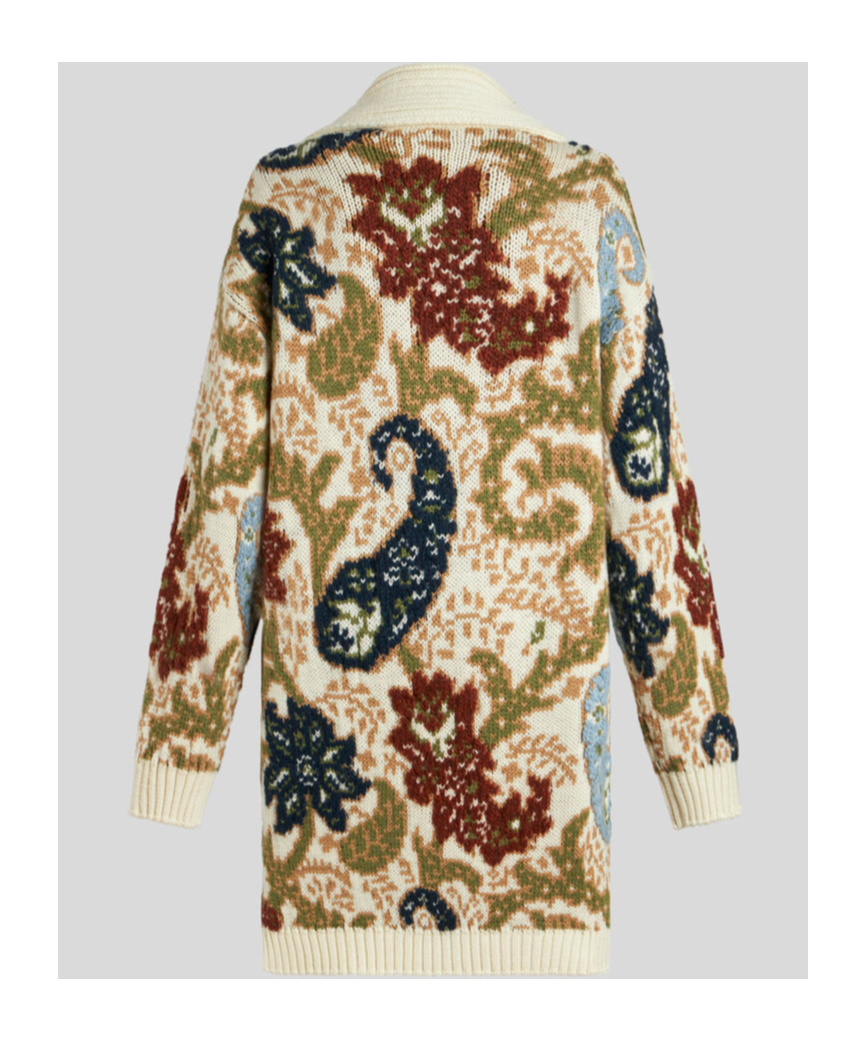 Shop Etro Paisley Jacquard-knit Buttoned Long Cardigan In Multicolor