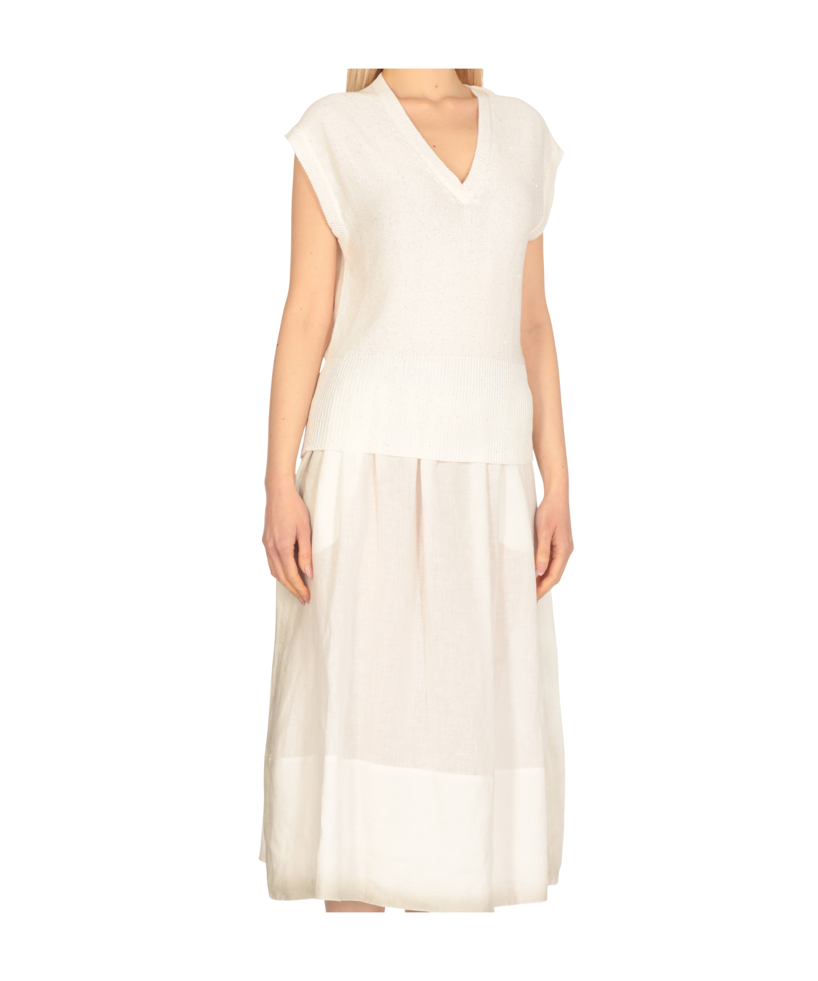 Fabiana Filippi Cotton And Linen Sweater In White