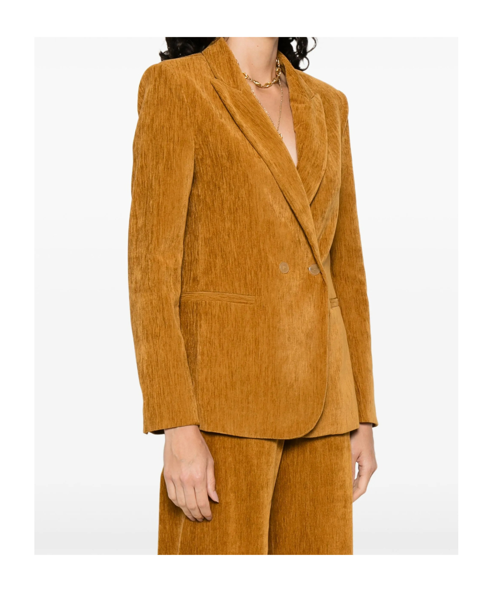 Forte Forte Double Velvet Double Breasted Jacket In Orange