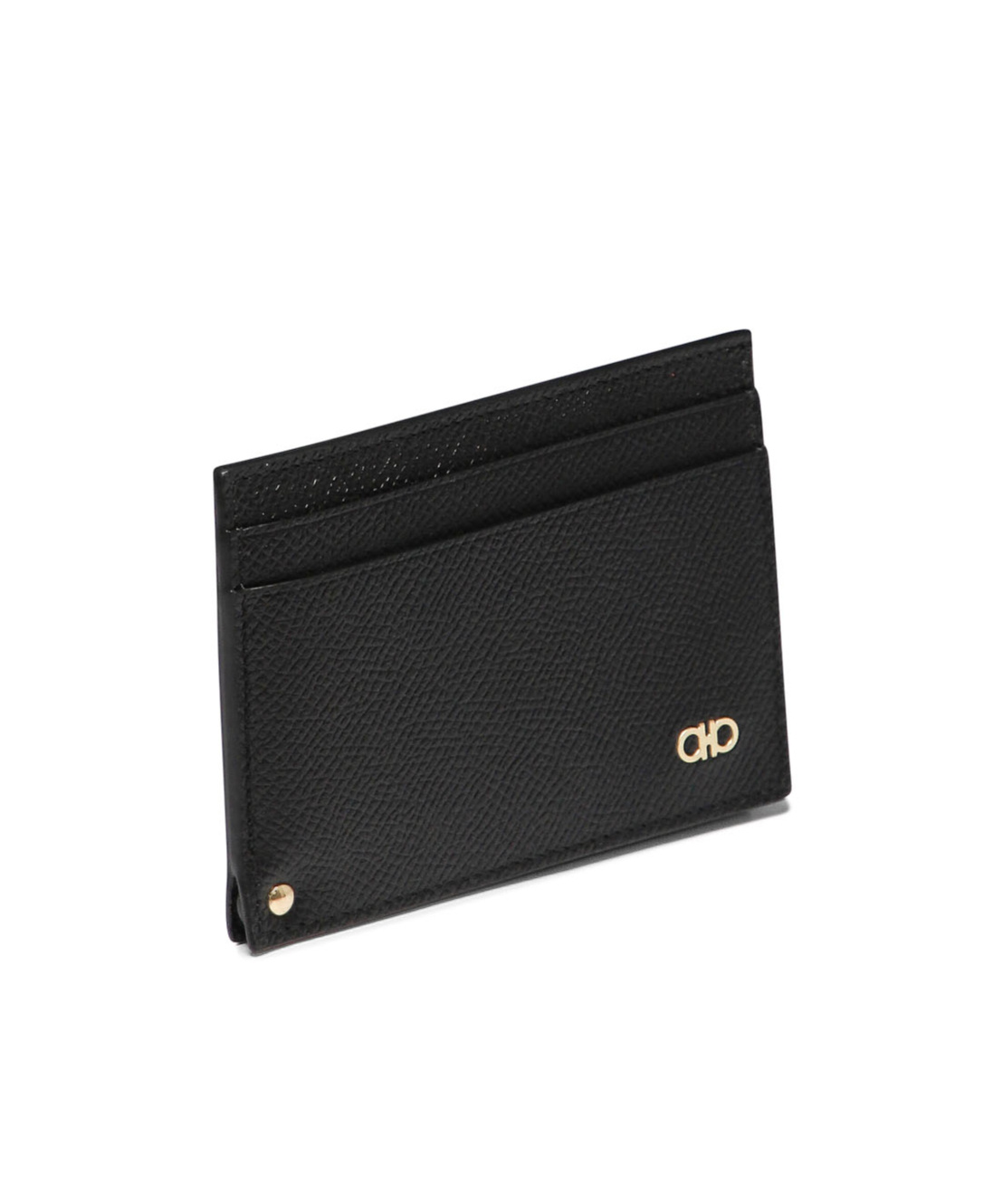 Ferragamo Gancini-plaque Leather Cardholder In Black