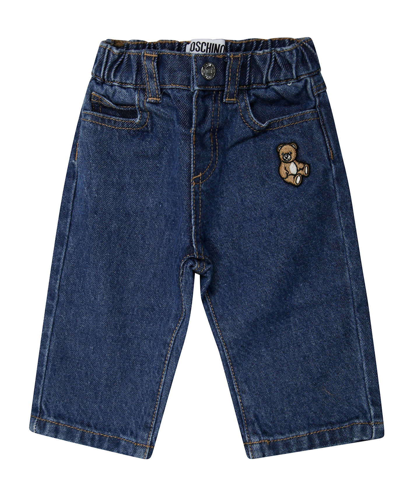 Moschino Teddy-embroidered Denim Jeans In Blue