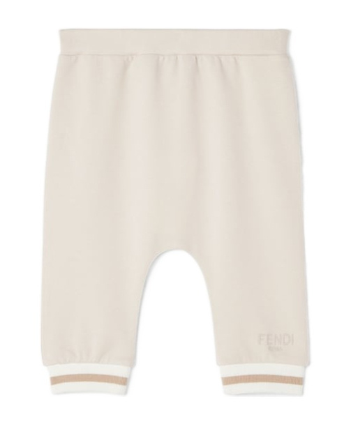 Fendi Beige Fleece Baby Pants In Brown