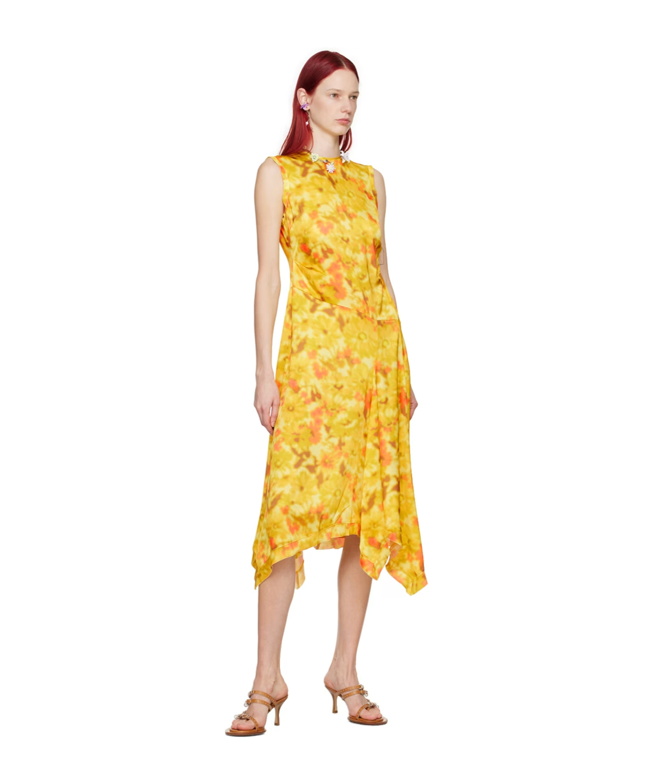 Shop Acne Studios All-over Floral Printed Dress In Yellow