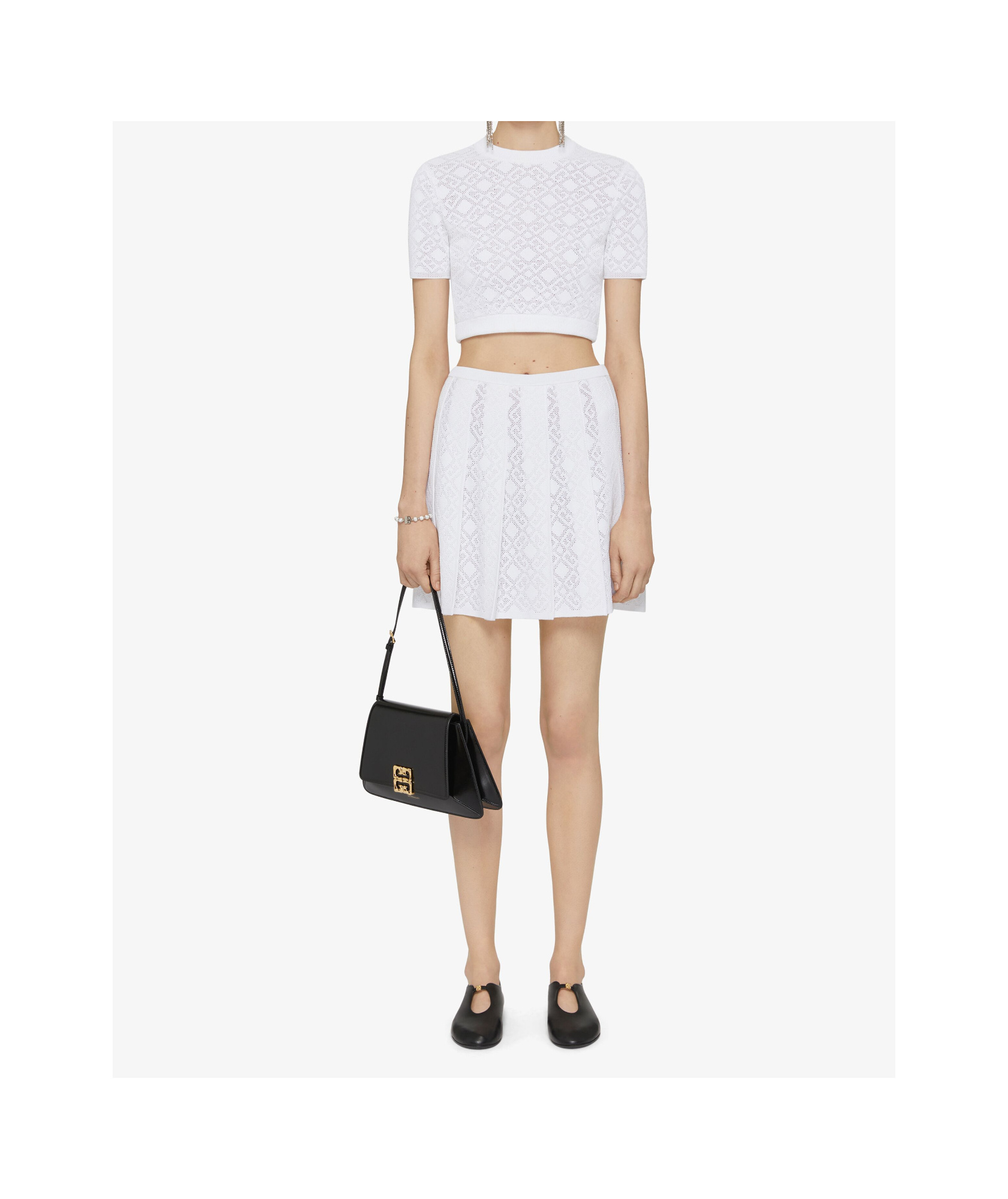 Givenchy Cropped Sweater In Monogram 72 Jacquard In White