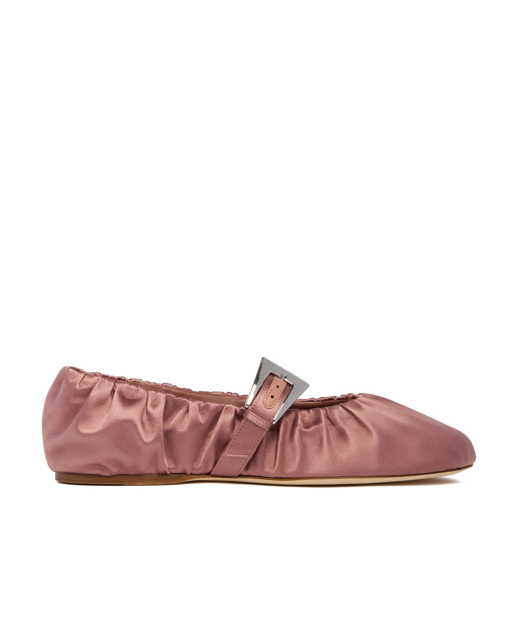 Paris Texas Sveva Plisse Buckle Ballet Flats In Brown