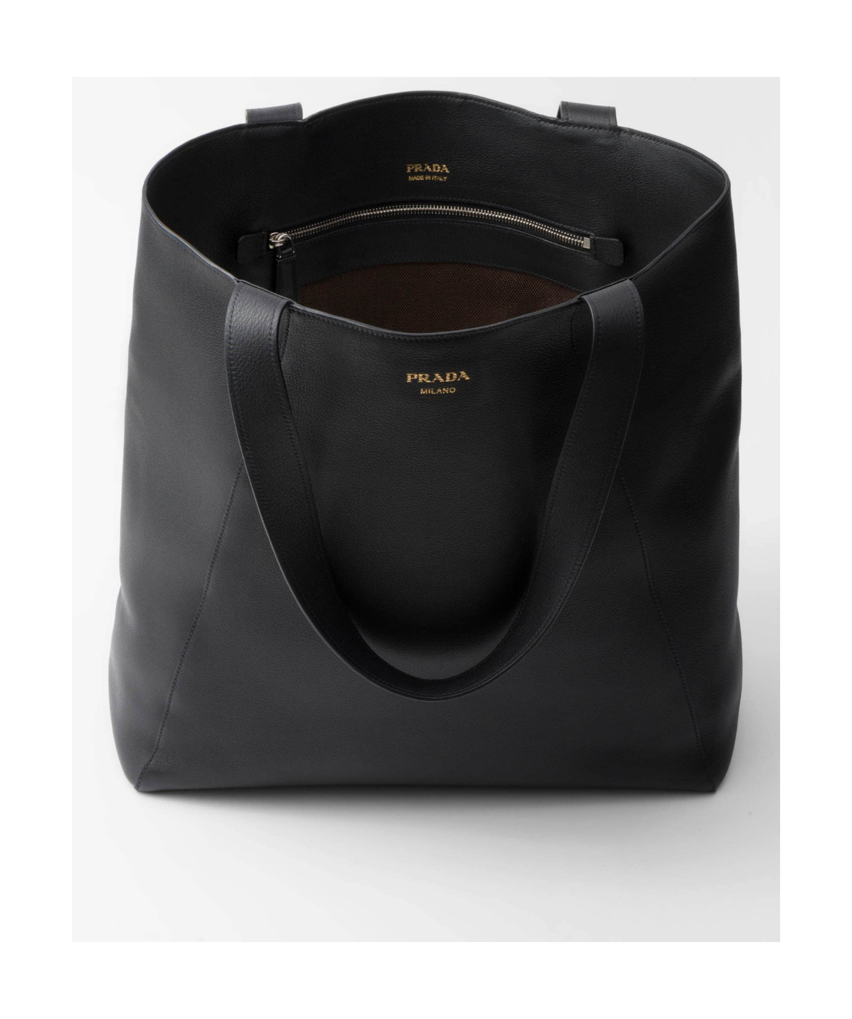 Prada Leather Tote Bag In Black