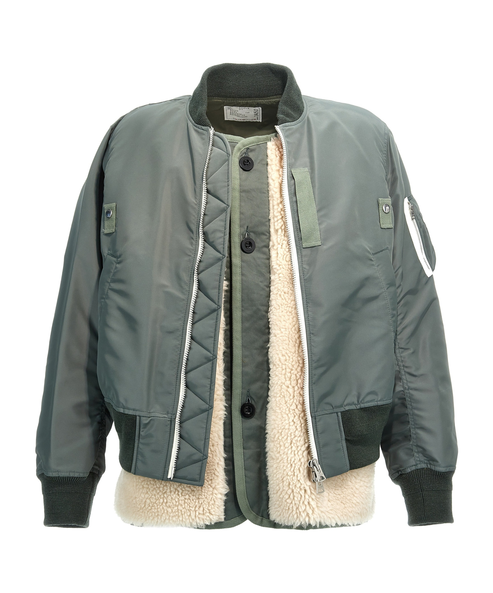 Sacai Layered Hybrid Bomber Jacket In Gray