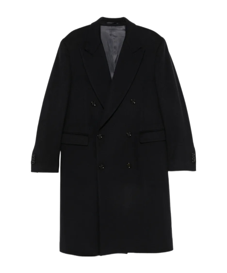 Lardini Double-breasted Coat In Black