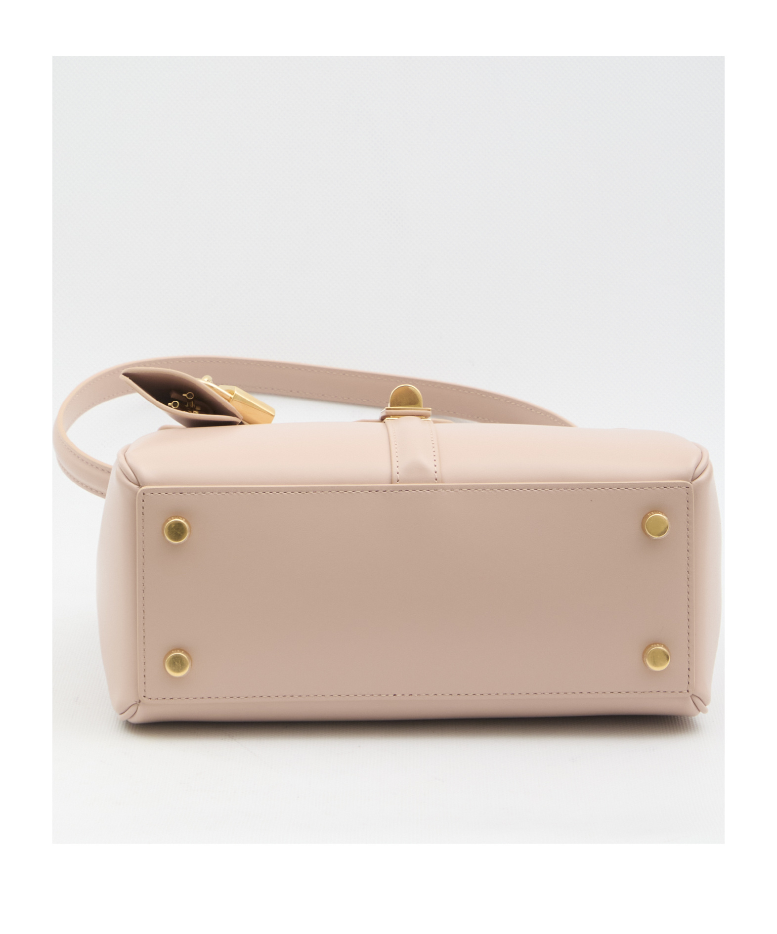 Celine 16 Small Satin Cowhide Leather Shoulder Bag In Nude