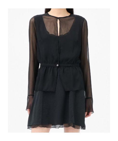 Our Legacy Sheer Lightweight Blouse With Cinched Waist In Black