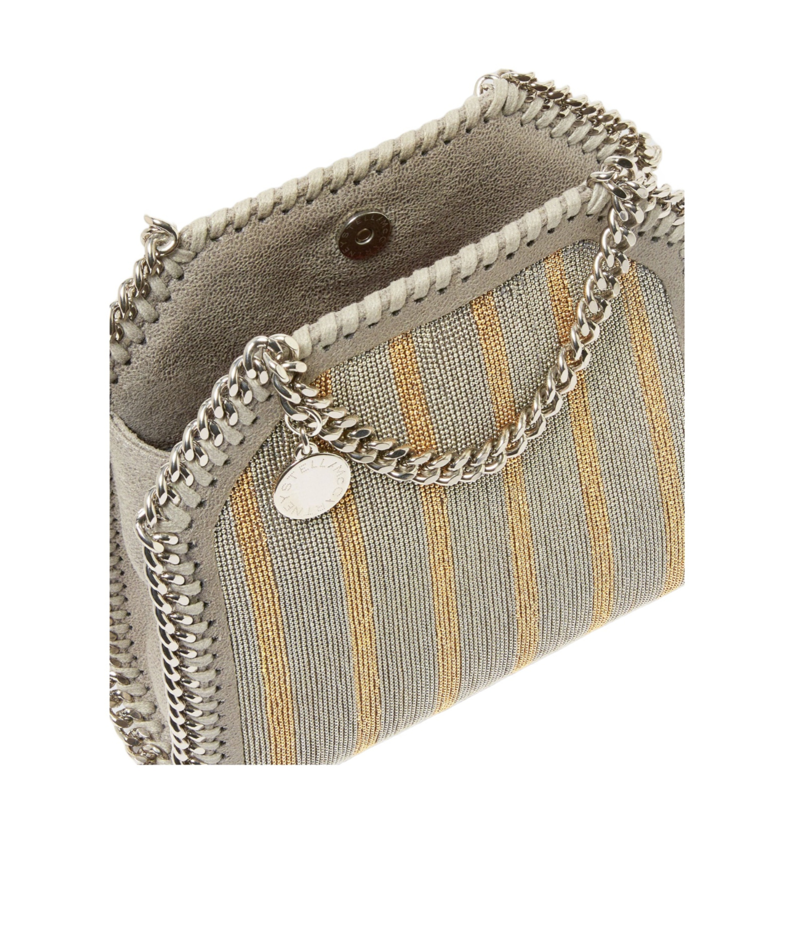 Stella Mccartney Limited-edition Falabella Metallic Chain-embroidered Tiny Tote Bag