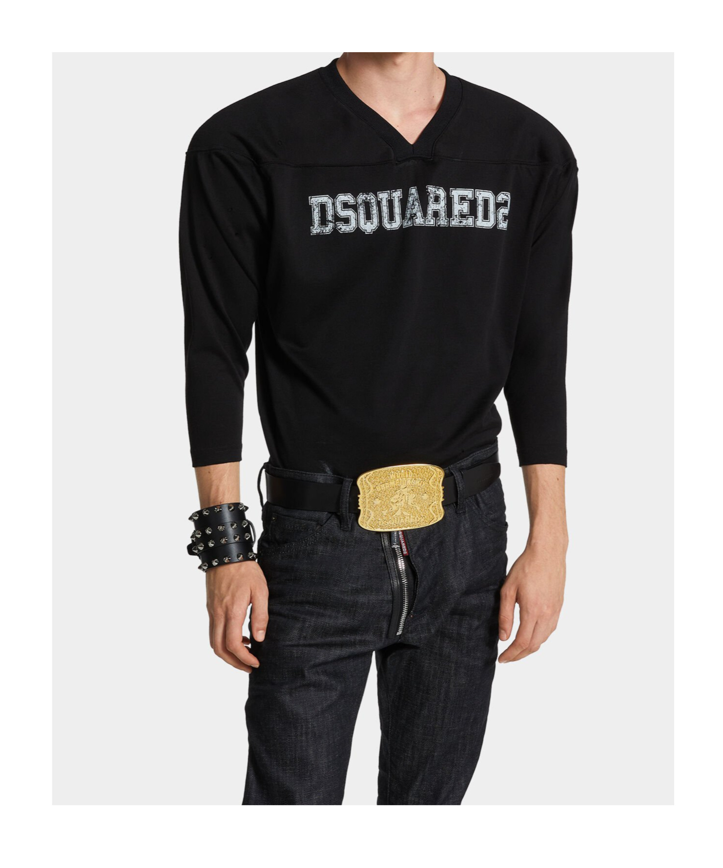 Dsquared2 Football Black T-shirt With Shoulder Pads And Lettering Logo Print On The Front In Cotton And Viscos In Black