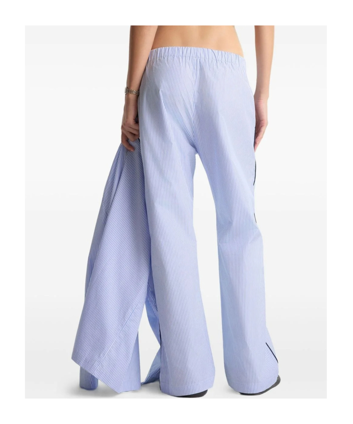 Sporty And Rich Stripe Embroidered Pyjama In White